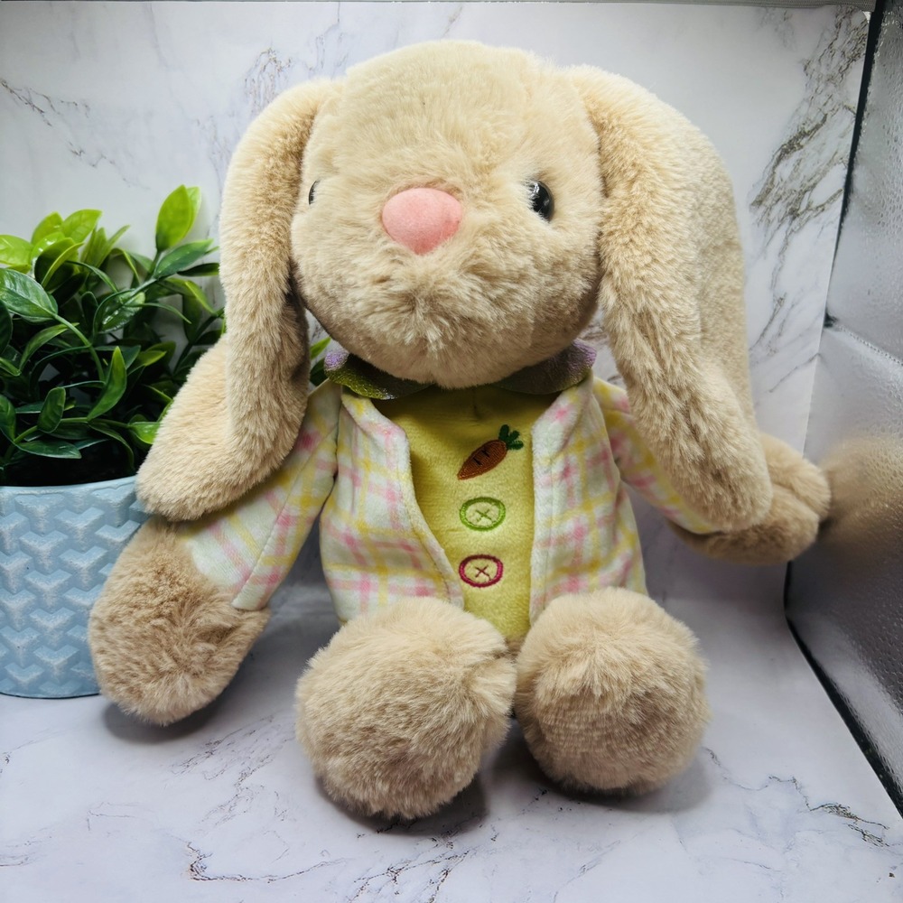 Fengtuo International (HK) Easter Bunny Rabbit Tan Plush Pink Embroidered Nose